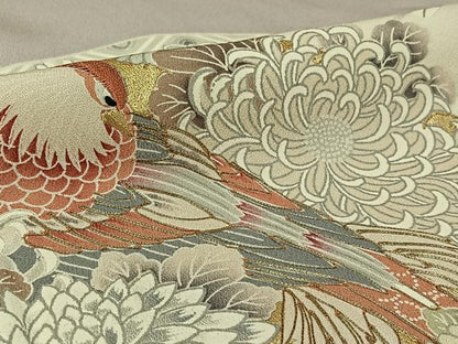 平和屋着物▽豪華色留袖　単衣　駒刺繍　扇面花鳥文　暈し染め　金彩　正絹　逸品　AABK3617jh
