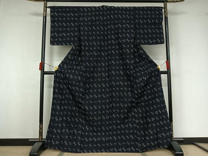 平和屋着物▽本場琉球絣　紬　単衣　正絹　逸品　AABK3624jh