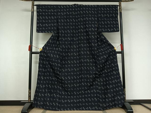 平和屋着物▽本場琉球絣　紬　単衣　正絹　逸品　AABK3624jh