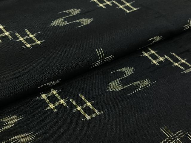 平和屋着物▽本場琉球絣　紬　単衣　正絹　逸品　AABK3624jh
