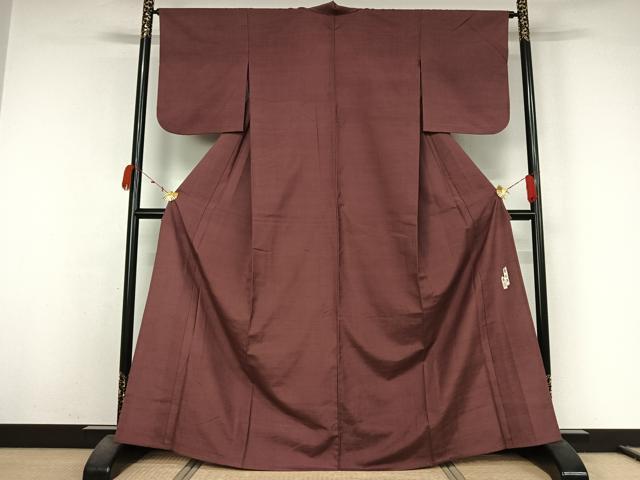 平和屋着物▽上質な色無地　単衣　作家物　草木染　浅蘇芳色　正絹　逸品　AABK3625jh