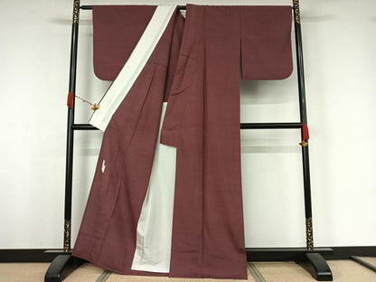 平和屋着物▽上質な色無地　単衣　作家物　草木染　浅蘇芳色　正絹　逸品　AABK3625jh