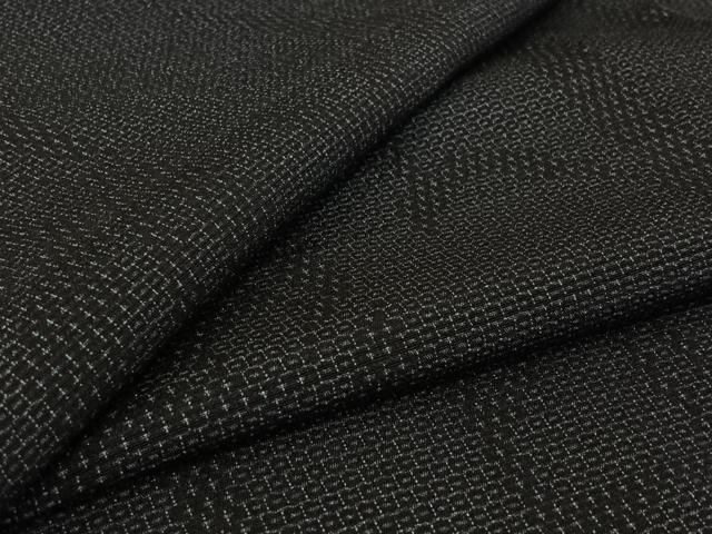 平和屋着物▽本塩沢　単衣　110亀甲　幾何学文様　正絹　逸品　AABK3628jh