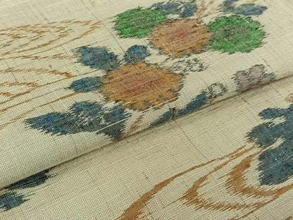 平和屋着物▽上質な紬　単衣　流水花文　正絹　逸品　AABK3629jh