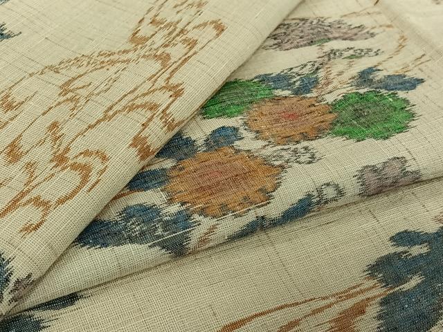 平和屋着物▽上質な紬　単衣　流水花文　正絹　逸品　AABK3629jh