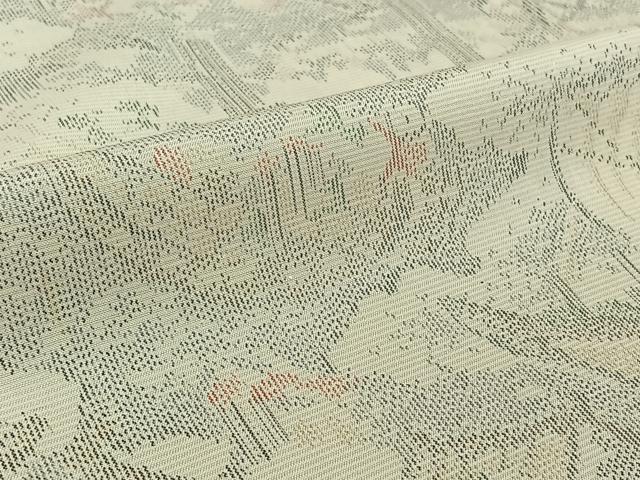 平和屋着物▽上質な紬　単衣　風景文　正絹　逸品　AABK3632jh