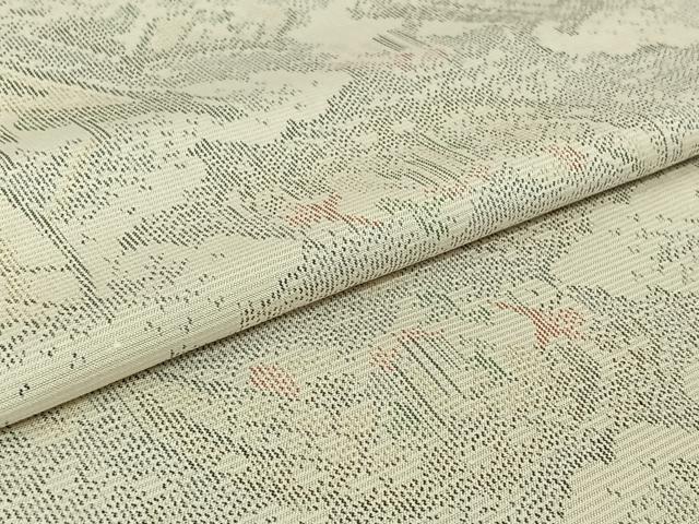 平和屋着物▽上質な紬　単衣　風景文　正絹　逸品　AABK3632jh