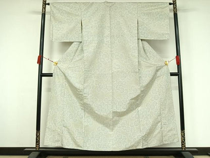 平和屋着物▽上質な紬　単衣　舞花文　正絹　逸品　AABK3634jh