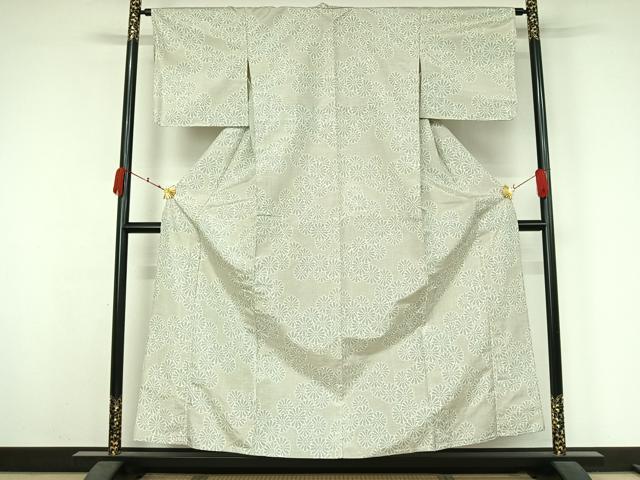 平和屋着物▽上質な紬　単衣　舞花文　正絹　逸品　AABK3634jh