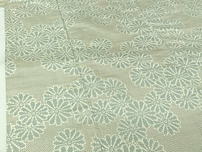 平和屋着物▽上質な紬　単衣　舞花文　正絹　逸品　AABK3634jh