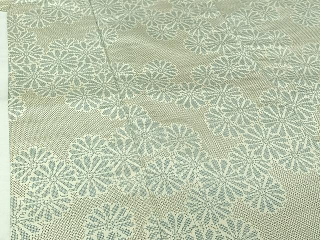 平和屋着物▽上質な紬　単衣　舞花文　正絹　逸品　AABK3634jh