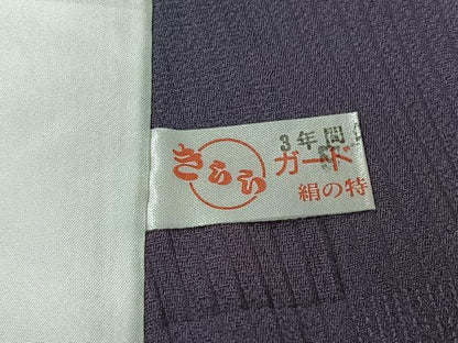 平和屋着物▽上質な小紋　単衣　市松芝花文　暈し染め　金銀彩　正絹　逸品　AABK3635jh