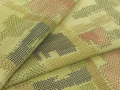 平和屋着物▽上質な紬　単衣　幾何学文様　正絹　逸品　AABK3636jh