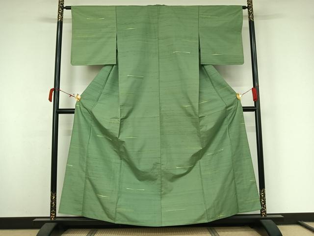 平和屋着物▽上質な紬　単衣　横段文　正絹　逸品　AABK3638jh
