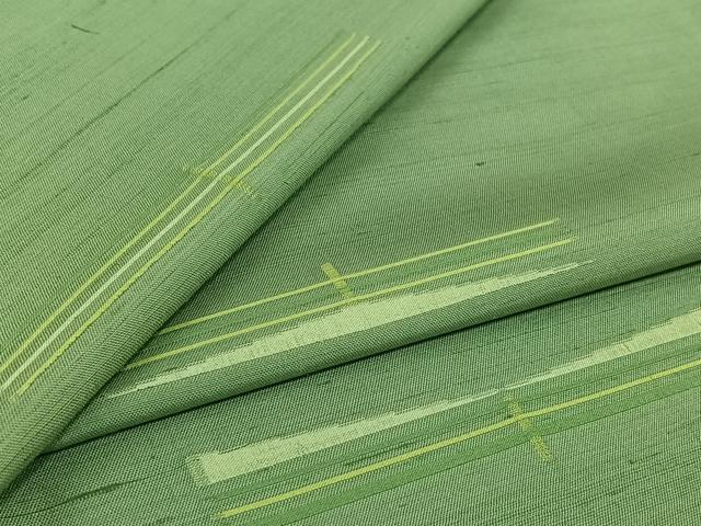 平和屋着物▽上質な紬　単衣　横段文　正絹　逸品　AABK3638jh