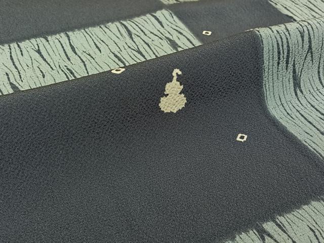 平和屋着物▽上質な小紋　単衣　絞り　横段文　正絹　逸品　AABK3639jh