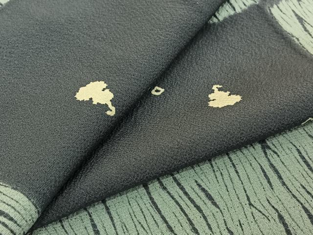 平和屋着物▽上質な小紋　単衣　絞り　横段文　正絹　逸品　AABK3639jh