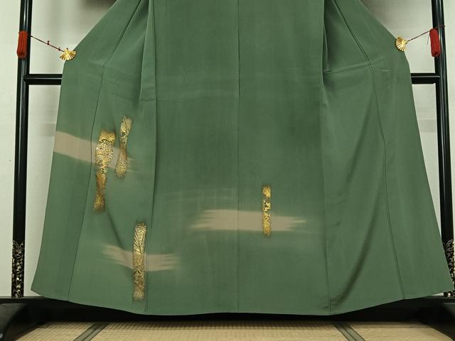 平和屋着物▽訪問着　単衣　竹屋町刺繍　短冊花文　暈し染め　金糸　金彩　正絹　逸品　AABK3644jh