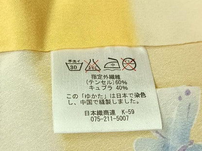 平和屋着物▽小紋　単衣　花蝶文　未使用　AABK3645jh