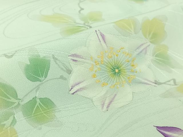 平和屋着物▽訪問着　単衣　手描き　流水花文　正絹　逸品　AABK3648jh