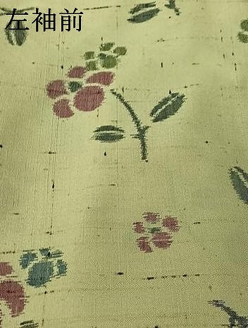 平和屋着物▽上質な紬　単衣　草花文　正絹　逸品　AABK3649jh