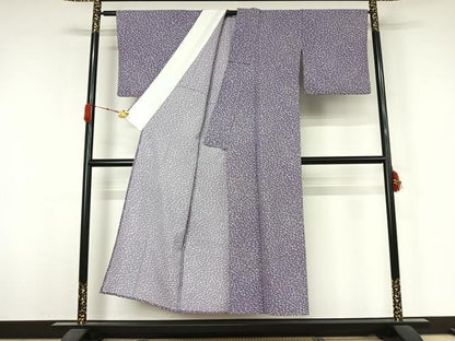 平和屋着物▽小紋　単衣　草葉文　洗える着物　AABK3650jh