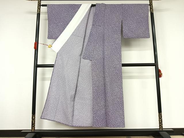 平和屋着物▽小紋　単衣　草葉文　洗える着物　AABK3650jh