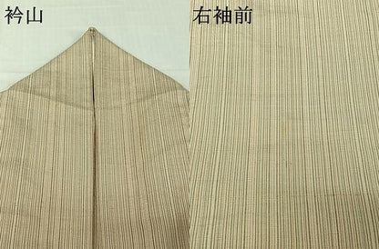 平和屋着物▽上質な紬　単衣　縞　正絹　逸品　AABK3652jh