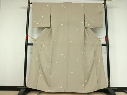 平和屋着物▽上質な小紋　単衣　貝合わせ花文　正絹　逸品　AABK3659jh