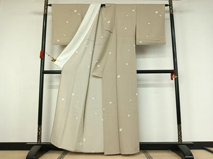 平和屋着物▽上質な小紋　単衣　貝合わせ花文　正絹　逸品　AABK3659jh