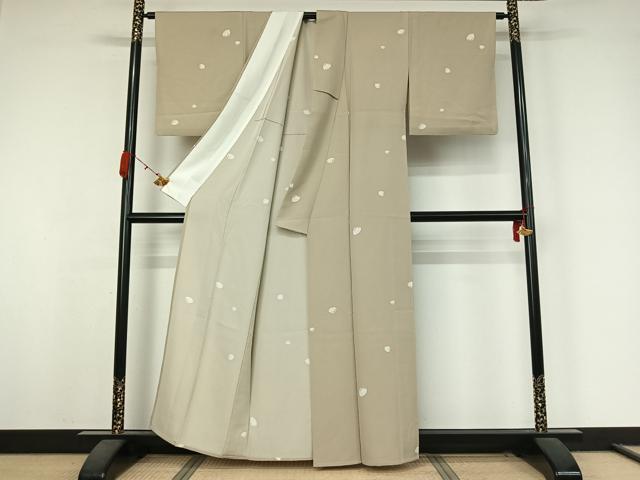 平和屋着物▽上質な小紋　単衣　貝合わせ花文　正絹　逸品　AABK3659jh