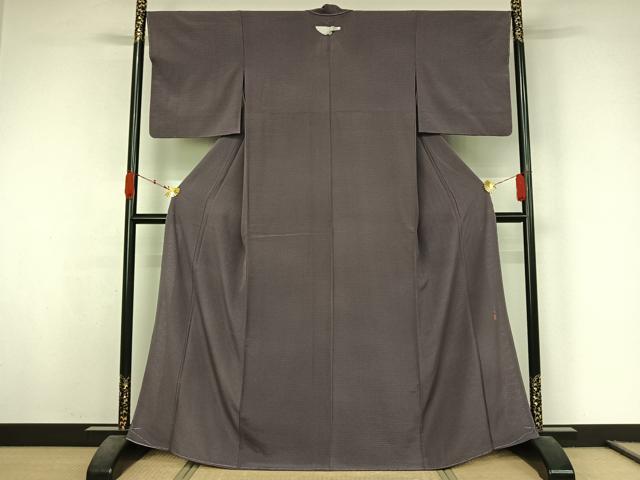 平和屋着物▽松尾光琳　色無地　無双　絽袷　絽×絽　鳩羽色　正絹　逸品　未使用　AABK3663jh