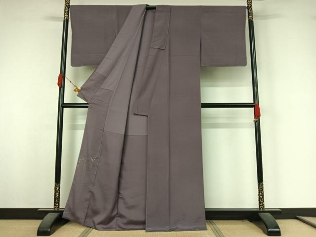 平和屋着物▽松尾光琳　色無地　無双　絽袷　絽×絽　鳩羽色　正絹　逸品　未使用　AABK3663jh