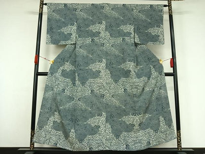平和屋着物▽訪問着　単衣　型染め　草花文　正絹　逸品　未使用　AABK3666jh
