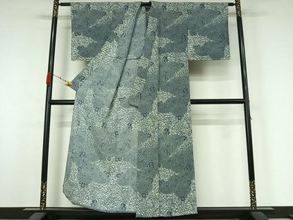 平和屋着物▽訪問着　単衣　型染め　草花文　正絹　逸品　未使用　AABK3666jh