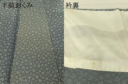 平和屋着物▽上質な小紋　単衣　花尽くし文　反端付き　正絹　逸品　AABK3669jh