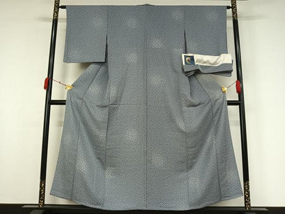 平和屋着物▽上質な小紋　単衣　花尽くし文　反端付き　正絹　逸品　AABK3669jh