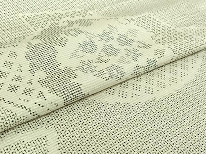 平和屋着物▽本場大島紬　白大島　単衣　120亀甲　雪輪花文　正絹　逸品　AABK3676jh