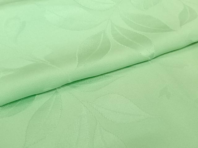 平和屋着物▽上質な色無地　単衣　草葉地紋　白緑色　正絹　逸品　AABK3678jh