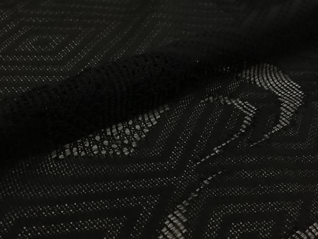 平和屋着物▽羽織　スリーシーズン　春夏秋　塵除け　流水亀甲文　黒地　正絹　逸品　AABK3679jh