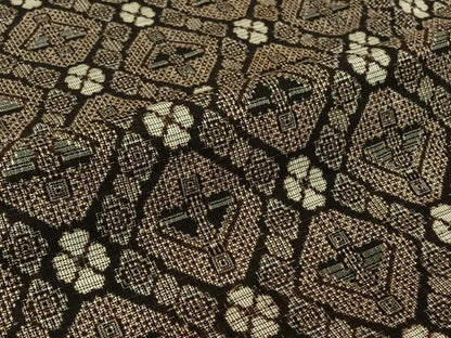 平和屋着物▽本場大島紬　単衣　割り込み絣　幾何学文様　正絹　逸品　AABK3681jh