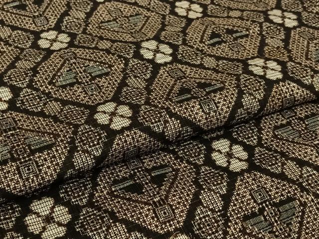 平和屋着物▽本場大島紬　単衣　割り込み絣　幾何学文様　正絹　逸品　AABK3681jh