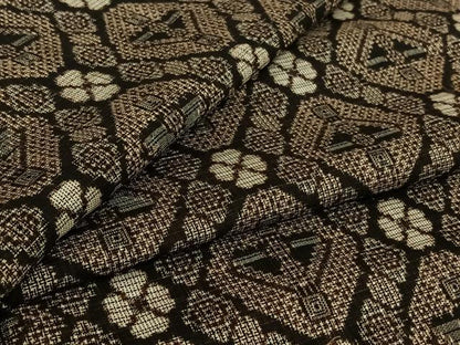 平和屋着物▽本場大島紬　単衣　割り込み絣　幾何学文様　正絹　逸品　AABK3681jh