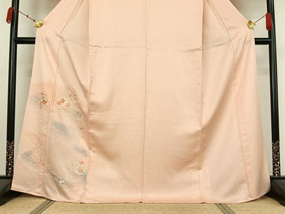 平和屋着物▽訪問着　単衣　刺繍　飾花文　暈し染め　金糸　正絹　逸品　AABK3684jh