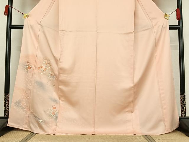 平和屋着物▽訪問着　単衣　刺繍　飾花文　暈し染め　金糸　正絹　逸品　AABK3684jh