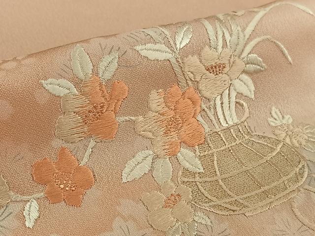平和屋着物▽訪問着　単衣　刺繍　飾花文　暈し染め　金糸　正絹　逸品　AABK3684jh