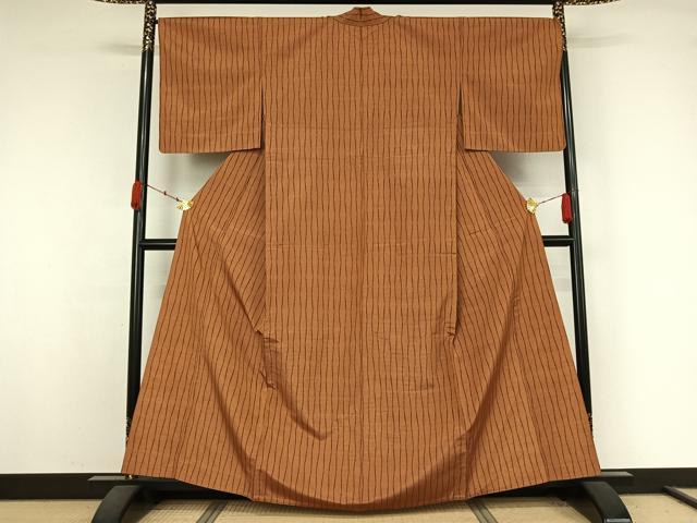 平和屋着物▽上質な紬　単衣　立涌文　正絹　逸品　AABK3685jh
