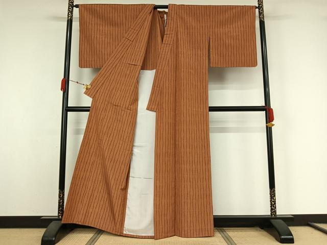 平和屋着物▽上質な紬　単衣　立涌文　正絹　逸品　AABK3685jh