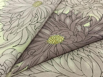 平和屋着物▽上質な小紋　単衣　手描き　花尽くし文　金彩　正絹　逸品　AABK3688jh