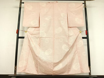 平和屋着物▽上質な紬　単衣　正倉院花文　正絹　逸品　AABK3692jh